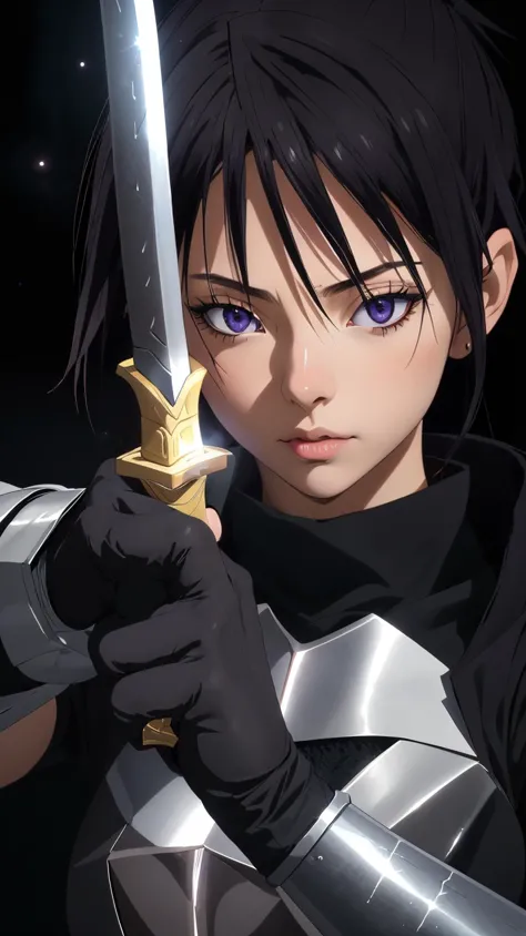 1girl, dark background, ((((dim lighting)))),   realistic,     <lora:Hinata SakaguchiV2:0.8> Hinata Sakaguchi, holding sword,