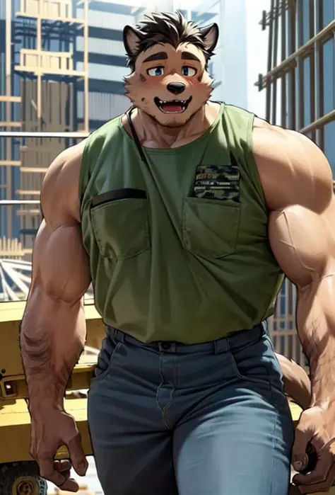 (masterpiece:1.4), (best quality:1.2), 4k, UHD, high resolution, anime art style, (furry:1.4), extremely very tall, asian, (bara...