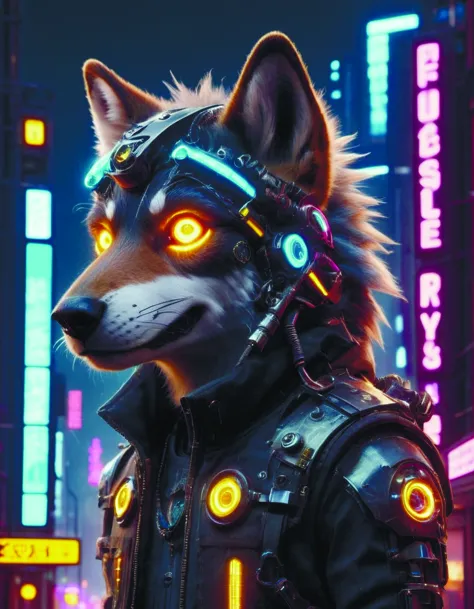 belle commission de portrait à fourrure d&#39;un loup anthro à fourrure androgyne fursona tous deux portant des vêtements punk dans les rues d&#39;une ville cyberpunk. enseignes au néon. chef-d&#39;œuvre propre et hyper détaillé numérique et Greg Rutkowski et Wayne Barlowe de Hayao Miyazaki,Graffiti,Tristan Eaton,Brian Froud,science-fiction cyberpukai style science-fiction DonMPl4sm4T3chXL par diegocr,Teslapunkai 