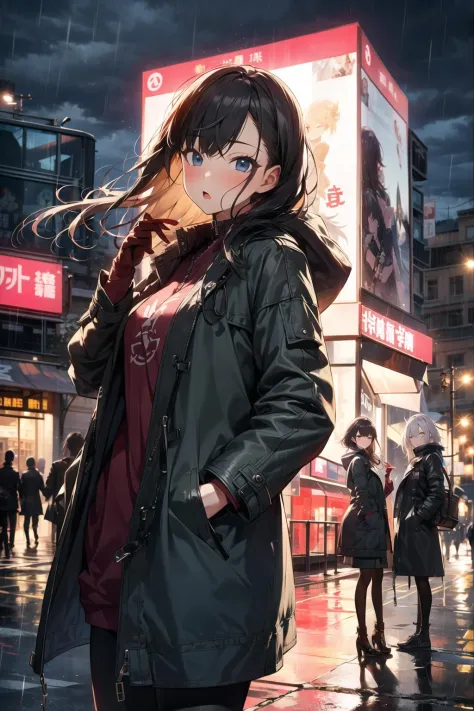 <lora:apstyle3diff:1.5> apstyle3 apstyle masterpiece best quality detailed eyes 1girl
1girl,night city,rain,coat,hands in pockets