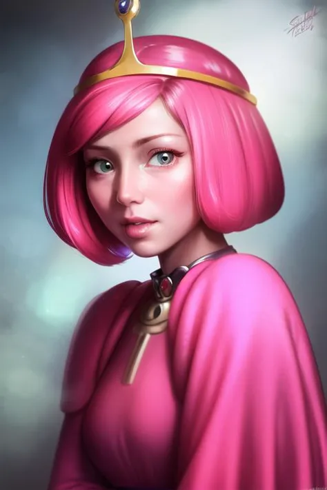 <lora:adventureTime_v10:1> ADVENTURE TIME
PRINCESS BONNIBEL BUBBLEGUM, proportional eyes, (realistic:1.5), extremely detailed, hyper detailed, soft lighting, detailed background, extreme detail background, sharp details, beautiful face, symmetrical eyes, short red hair, short hair, red hair, green eyes, woman, high quality, (full body:1.3),