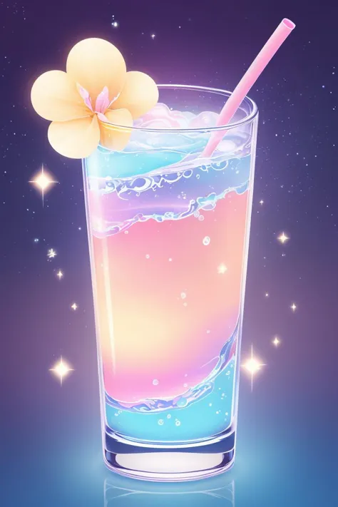masterpiece, kawaiitech, tall glass of the most expensive water in the world, kawaii, pastel color, intricate, detailed, sharp f...