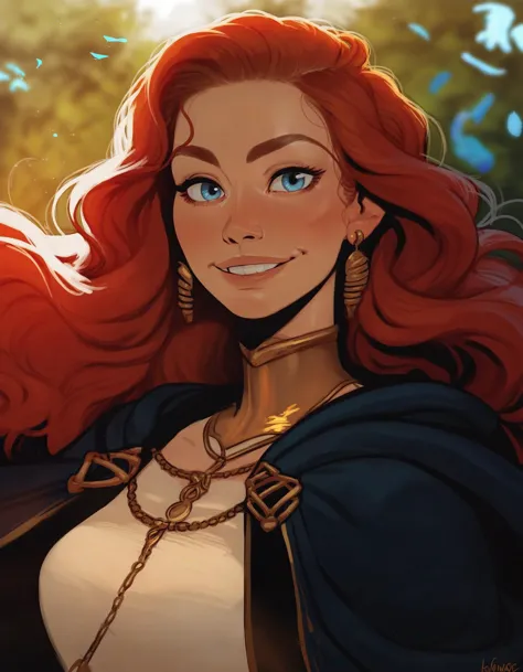 1girl, female, solo, portrait, female focus,
red hair, blue eyes, long hair, light skin, smile,
looking at viewer, outdoors,
beautiful, blue cloak, gold inlay, earrings,
BREAK
score_9, score_8_up, score_7_up, score_6_up, score_5_up, score_4_up, source_cartoon, rating_safe
<lora:incase_style_v3-1_ponyxl_ilff:1>