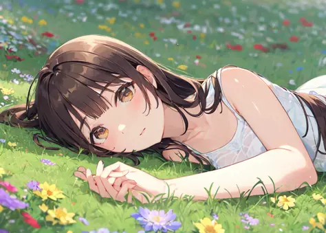 flower fields, grass and  scenery 4 anime