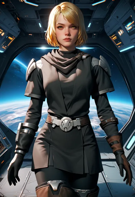 zPDXL2, score_9, score_8_up, score_7_up, A hyper realistic ultra detailed photo of a beautiful woman,
indoors, space, spacecraft, science fiction, soft light, realistic, (realistic skin:1.1), cowboy shot, 
<lora:Sakimi_Chan_-_Style:0.8>, <lora:LanaBenikoPDXL_V1-Manityro-CAME:0.8>, BREAK
LanaBeniko, glowing yellow eyes, medium hair, golden blonde hair, swept bangs, cute, petite, slender, arrogant frown, look at viewer, 
<lora:Expressive_H:0.8> Expressiveh, <lora:perfect-eyes:0.8> perfecteyes, BREAK
KotfeOutfit, turtleneck, scarf, smooth shoulder armor, black sweater, long sleeves, asymmetrical gloves, belt, (black skirt), (black leggings), knee boots,