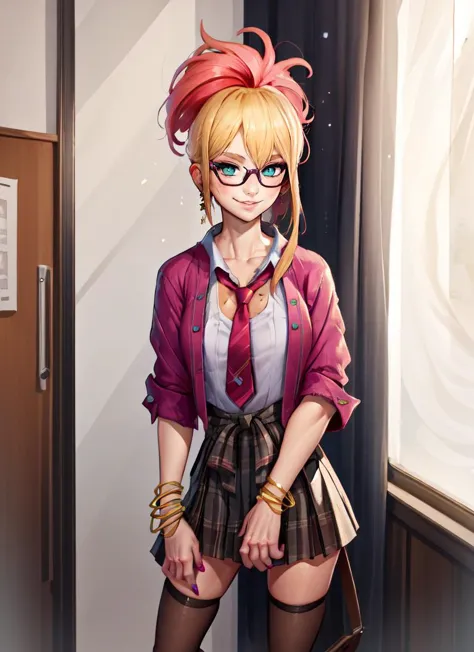 ((best quality)), ((highly detailed)), masterpiece, , (1girl), (glasses), full body, wide shot, ((robe, maxiskirt)), <lora:haird...