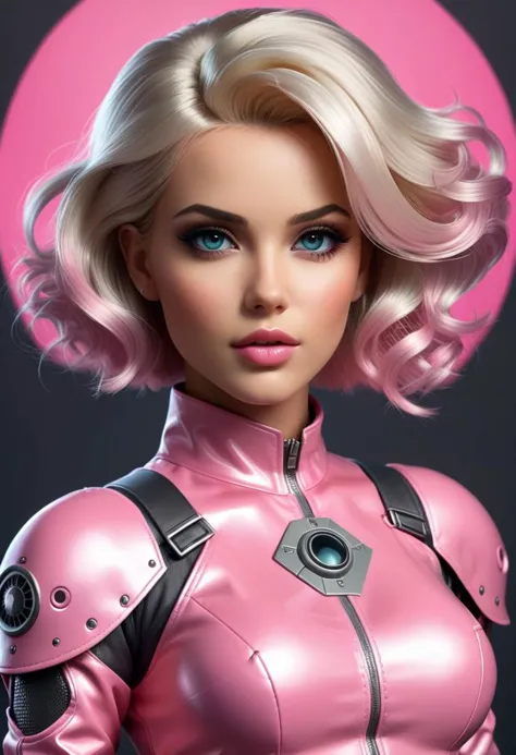 hyper detailed realistic fallout Barbie, beautiful detailed eyes, short hair, in the style of art by charlie bowater, art by jennifer janesko, and pixar and artgerm, concept art, coloring book style, style of Hgonzag, Camilla d'Errico coloring book style, beautiful hyper detailed colored line art, beautifully detailed retrofuturistic pink vinyl radiation suit, medium shot, tiltshift exposure, retro apacolyptic background, hyperdetailed by Tomasz Alen Kopera maximalism retro polished masterpiece, octane rendered, unreal engine 5, film photography 2:3, 8k canon 5d mk4s photorealistic model, production quality cinema 4d 3d render, hyper ultra hd, hyper realistic octane render