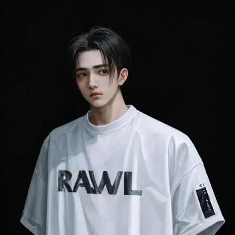 raw, best quality, high quality,  Guy double v, FilmG dimly lit, low key, soft lighting, dark theme, streetwear fashion