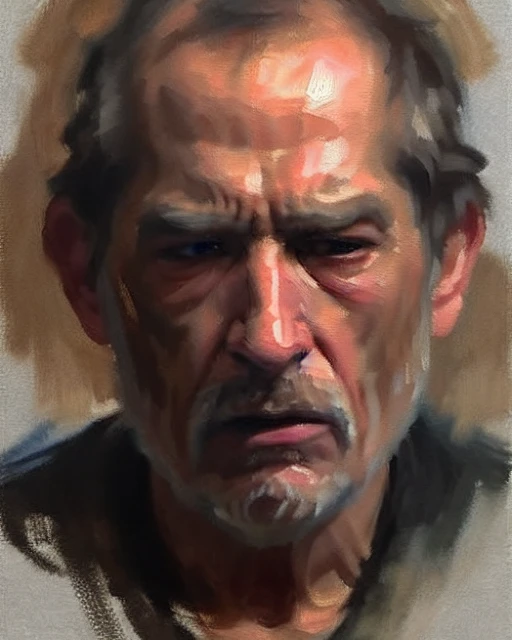 A painting of a man with a beard and a serious look - SeaArt AI