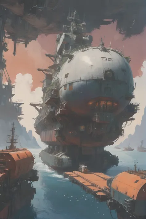 a close up of a painting of a ship in the water