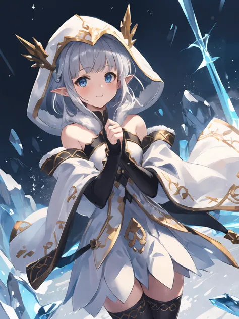 a close up of a person in a white dress and a sword