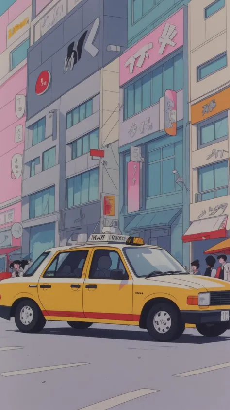 a black and white checkered taxi cab driving through city traffic
<lora:EPTakeuchiNaokoStyle-03:1> EPTakeuchiNaokoStyle, 1990s \(style\), anime screencap, retro artstyle, anime coloring, traditional media, (Masterpiece:1.3) (best quality:1.2) (high quality:1.1)