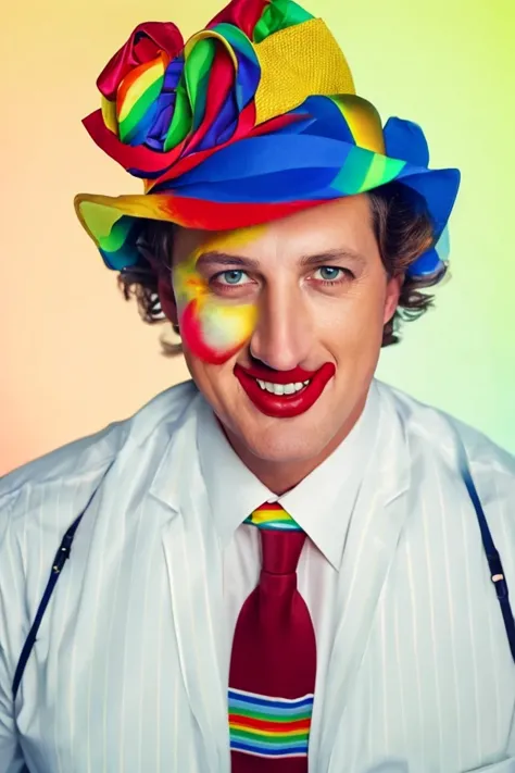 arafed man with clown makeup and tie and hat