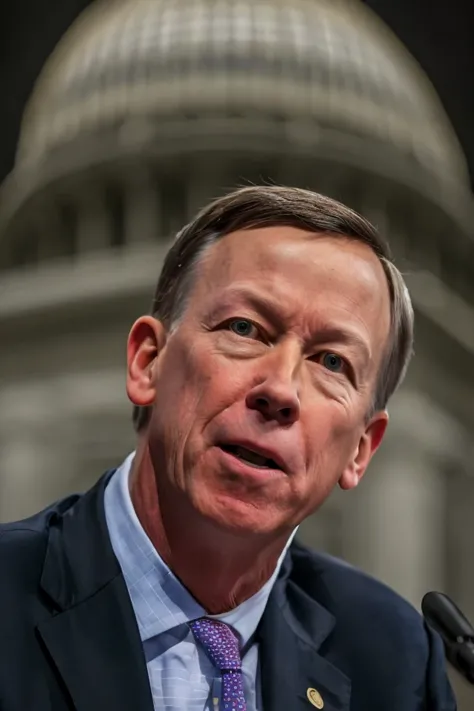 a close up of a man in a suit and tie speaking into a microphone