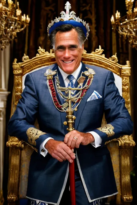 mitt romney <lora:senate_088_mitt_romney:0.65> , face closeup, face focus, shirt, formal, suit, collared shirt, white shirt, jacket,
Clad in a medieval jester outfit with bells on the hat, standing in a castle's throne room, holding a scepter with a funny face on top,
best quality, masterpiece, HDR, professional, studio quality, highres,