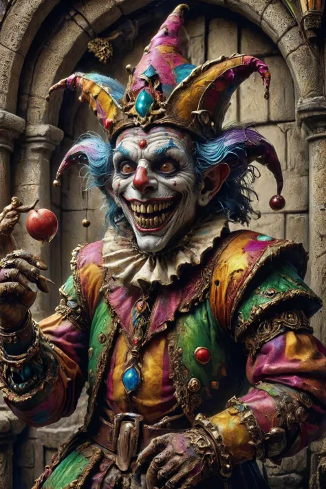 award winning photograph of a jolly jester with rugged charm in king's court,magical,whimsical,fantasy art concept,intricate details,best quality,masterpiece,ultra sharp,hyper realistic,realism,,1980s Fantasy Style,vivid color,,
Steps: 20, Sampler: DDIM, CFG scale: 7.0, Seed: 458366427, Size: 800x408, Model hash: b461f2f53f, Model: lucignoloxlFantastic_v10, Denoising strength: 0.3, Init image hash: 71c71a3f5f78b62530379a624b38660f, Mask blur: 8, Inpaint area: Only masked, Masked area padding: 32, Lora hashes: "1980s_Fantasy_Style_SDXL: d657a51d4345, Artists_Edge-000006: 690487fc228a", Version: f0.0.17v1.8.0rc-latest-276-g29be1da7, Hashes: {"model": "b461f2f53f"}