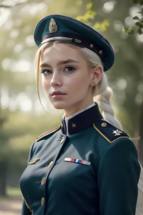 a close up of a woman in a uniform posing for a picture