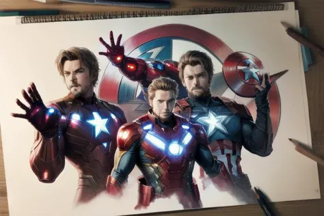 avengers 2 poster with a drawing of the avengers and captain america