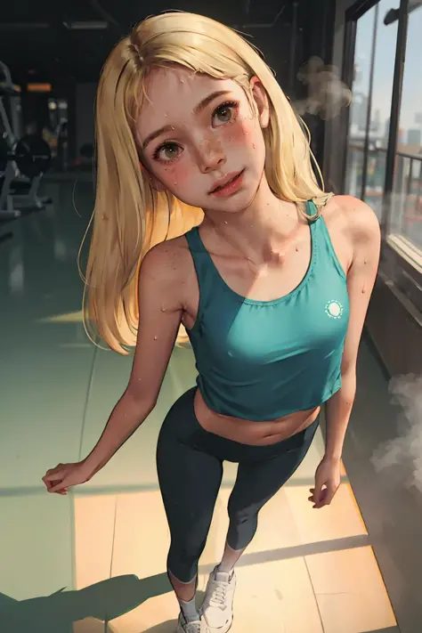 (best quality, masterpiece1.2), (detailed eye:1.2), intricate detail, depth of field, 20 years old girl, standing, athletic, gym...