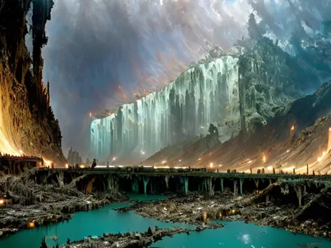 epic, hyperdetailed 3d matte painting, cinemascope panoramic, awe inspiring, colossal, landscape, ((Jesus said, The Kingdom of t...