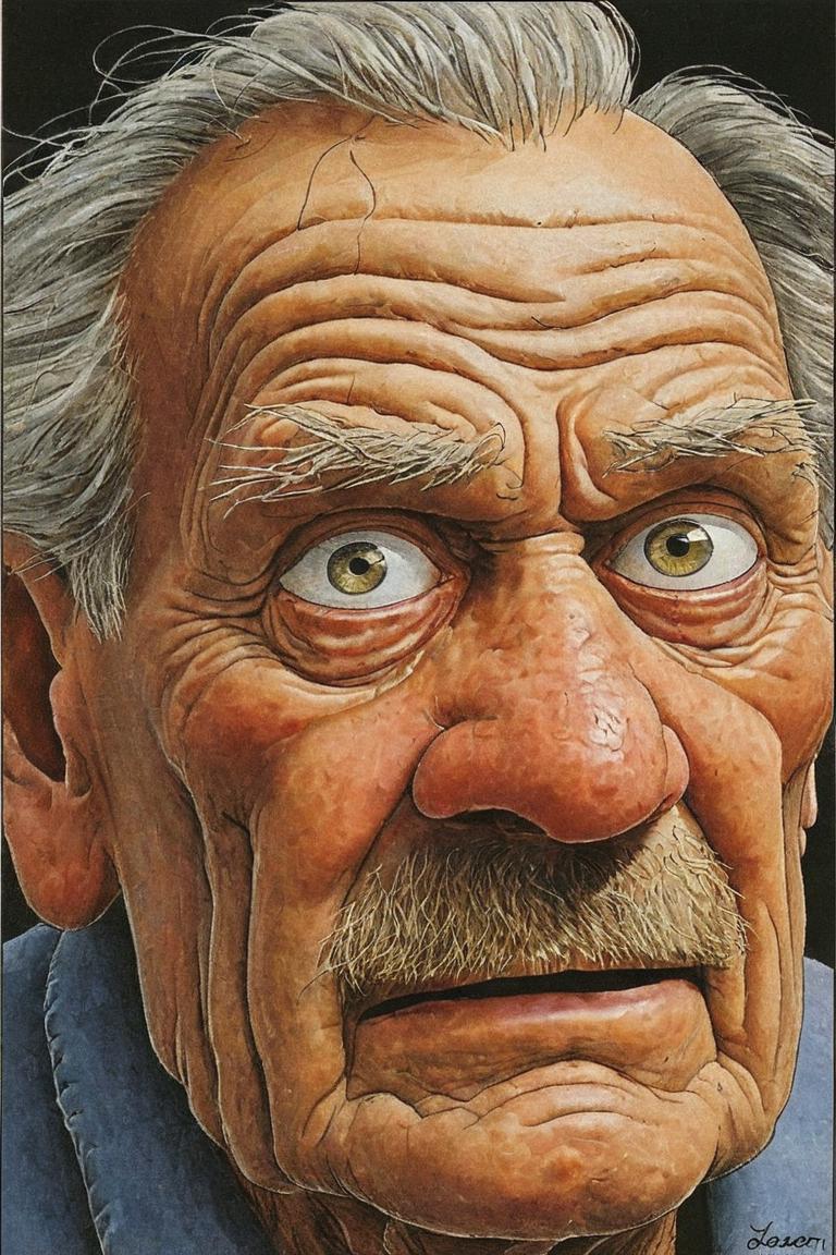 Painting of an old man with a mustache and a moustache - SeaArt AI