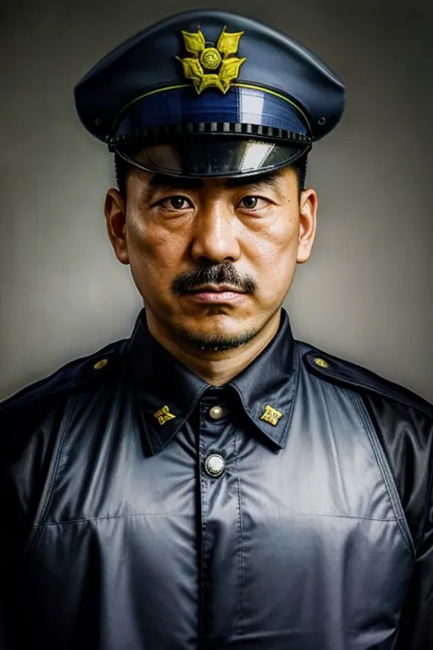 a close up of a man in a uniform posing for a picture