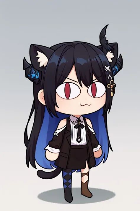 a cartoon image of a girl with black hair and a cat ears