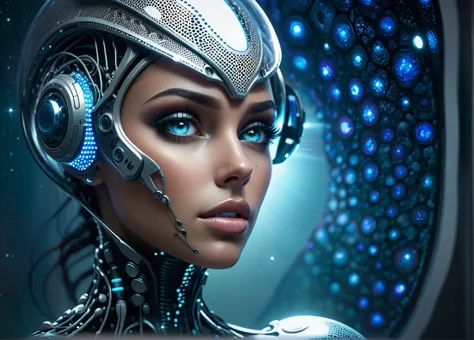 concept art of a neural network bioengineered woman, natural skin, trypophobia:0.8, from the side, looking at viewer, cowboy shot, dark nebula background, futuristic scifi lab background,
physically based unbiased rendering, natural lighting, extremely high-resolution details, photographic, realism pushed to extreme, fine texture, 4k,  ultra-detailed, high quality, high contrast,
 <lora:DetailedEyes_V3:0.8> <lora:Randommaxx_dark_offset_v1.1_lora_fp16:0.5>