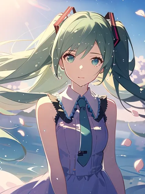 masterpiece,(bestquality),highlydetailed,ultra-detailed,illustration, 1girl  , hatsune miku,  looking at viewer,  dynamic angle ...