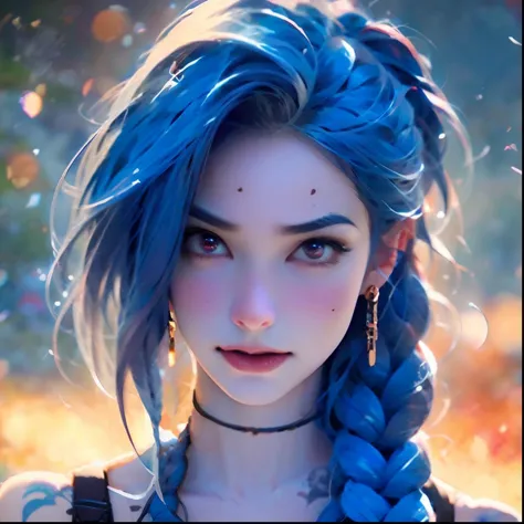 1girl, ,best quality, red eyes, (mole:1.3), sex,  Full body close-up,Dim background, double braids, blue hair, tattoos in the shape of clouds,(Small_face:1.5),(Clean face:1.5),, (masterpiece:1,2), best quality, masterpiece, highres, original, extremely detailed wallpaper, perfect lighting,(extremely detailed CG:1.2), drawing, paintbrush,