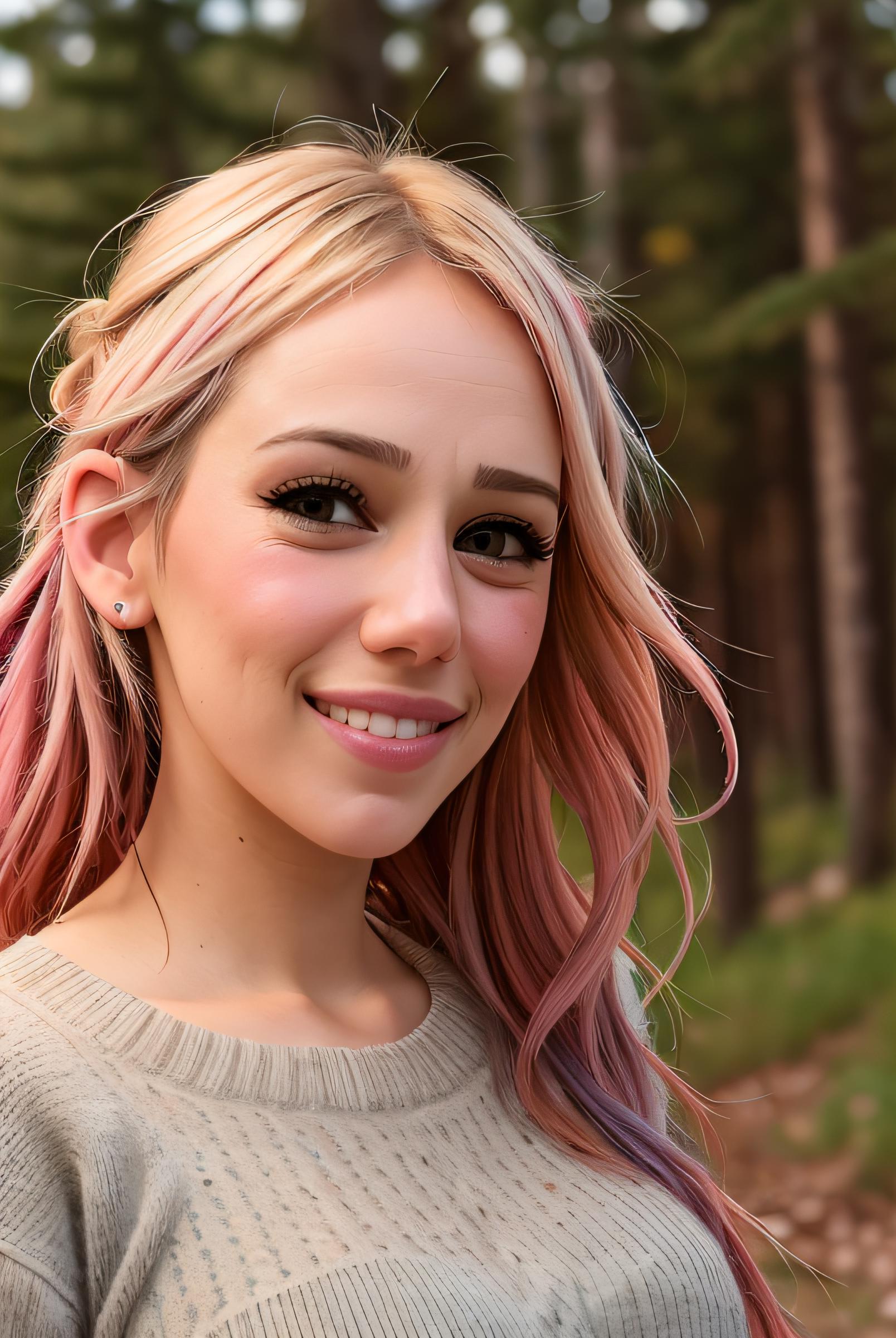 A close up of a woman with pink hair and a crown - SeaArt AI