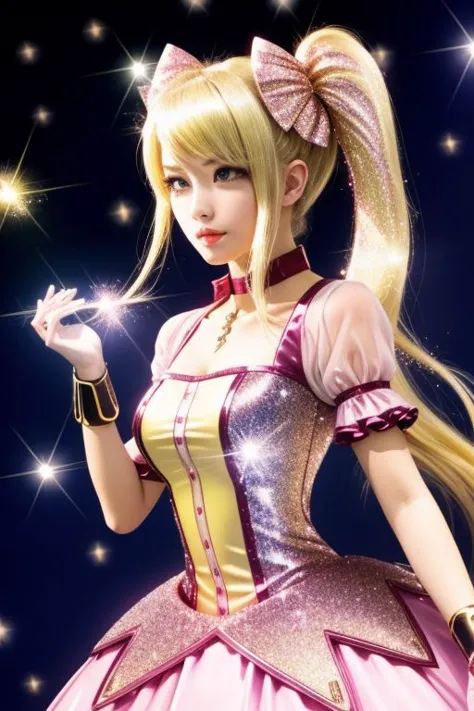 (samus aran) dressed in (puffy pink latex kanamemadokaoutfit), (blonde girly twintails), magical girl, masterpiece, best quality, (perfect face, beautiful face, symmetric face), (sparkles, sparkling hair, sparkling clothes, sparkles around face:1.3)