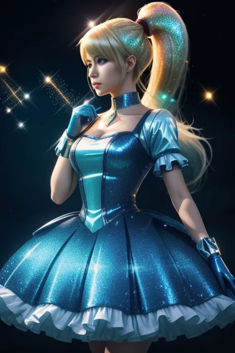 (samus aran) dressed in (puffy blue latex kanamemadokaoutfit), (ponytail), magical girl, masterpiece, best quality, (perfect face, beautiful face, symmetric face), (sparkles, sparkling hair, sparkling clothes, sparkles around face:1.3),
ultra wide angle shot, cinematic style, 8k, RAW photo, photo-realistic, masterpiece, best quality, absurdres, incredibly absurdres, huge filesize, extremely detailed, High quality texture, Cinematic Lighting, physically-based rendering, Ray tracing,