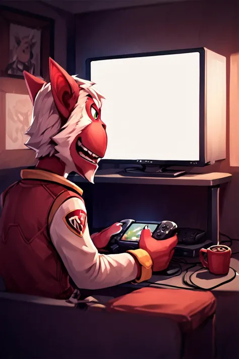 there is a cartoon picture of a cat playing a video game