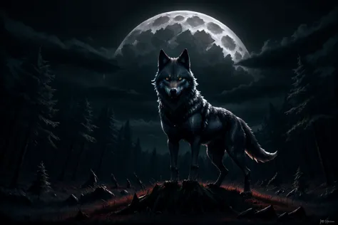 a wolf howls at the moon at night, a dark forest, clouds <lora:add_detail:0.2> <lora:D3m1co:0.8>