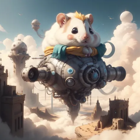 there is a white mouse that is flying in the sky