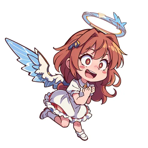 a cartoon image of a girl with angel wings and a halo