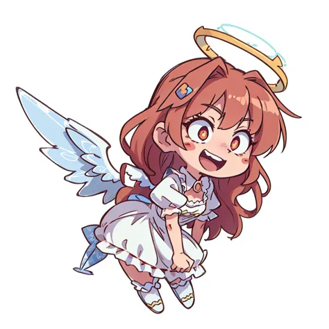 a cartoon image of a girl with angel wings and a halo