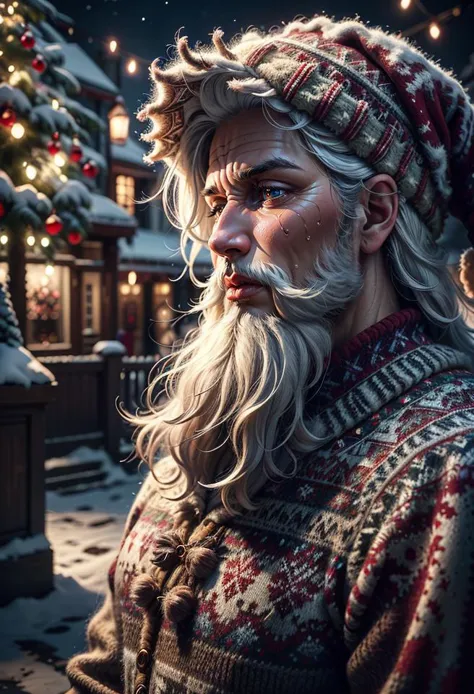 a close up of a man with a long beard and a hat