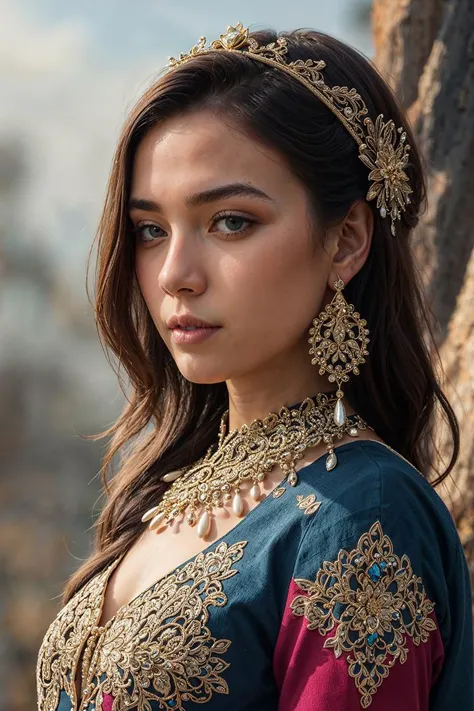 <(Hyperrealistic portrait of a beautiful woman wearing intricately detailed colorful clothing and futuristic jewellery.):1.0>
<(detailed matte painting, deep color, fantastical, intricate detail, splash screen, complementary colors, fantasy concept art, 8k resolution trending on Artstation Unreal Engine 5):0.9>