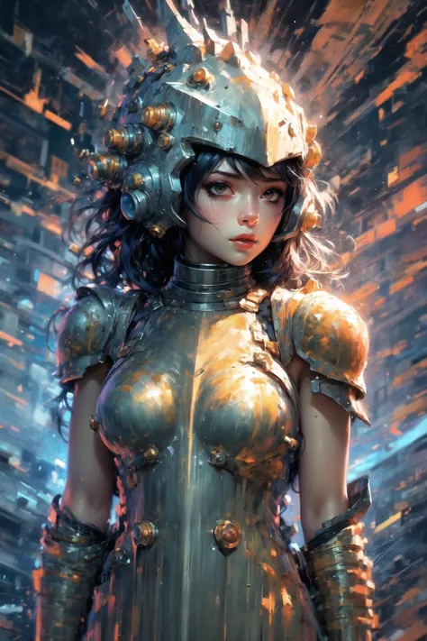 a woman in armor with a helmet and armor on