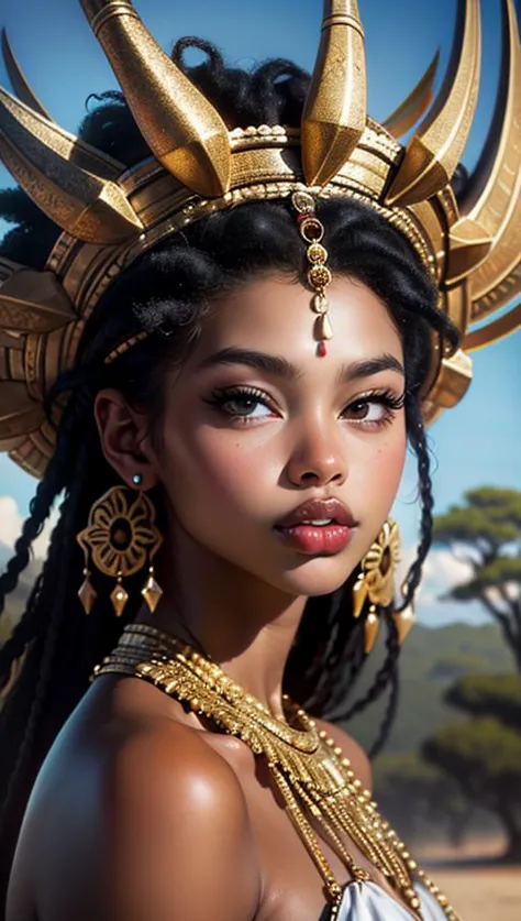 Manyika Mutsekwa como la diosa africana de las tormentas y los fuertes vientos, Oya, en el serengeti, Una imagen de obra maestra, 8k hd, celoso detalle, renderizado en Gaijin Entertainment, una foto en la cabeza, Artwork by Alejandro Obregon, Obra de Camille-Pierre Pambu Bodo, Obra de cgsociety, Obra de David Alabo, Obra de Eric Lafforgue, Obra de Ingrid Baars, Obra de Kadir Nelson, Obra de Kareem Olamilekan, Obra de Kestin Cornualles, Obra de Marlene Dumas, Obra de Mati Klarwein, Obra de Sarrita Rey, Obra de Thodore Gricault, Obra de Viviane Sassen, Artwork by Luis Royo, melanina 