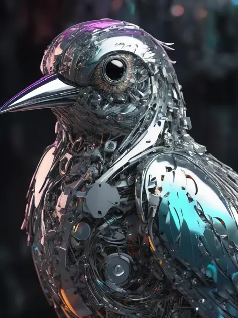 there is a metal bird that is sitting on a table