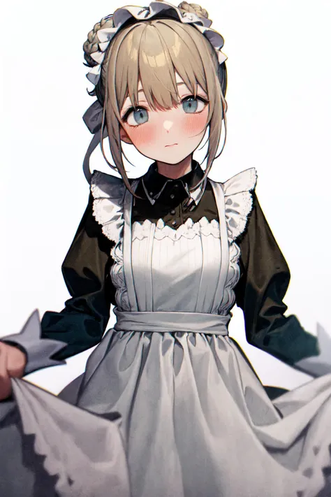 anime girl in maid outfit holding a piece of paper