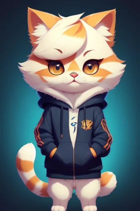 a close up of a cat wearing a hoodie and glasses