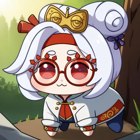 anime character with glasses and a bow on her head