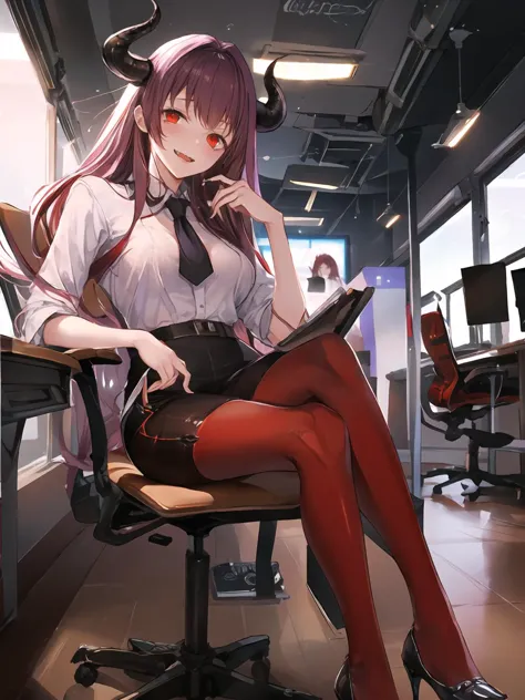 anime girl sitting in a chair with a laptop in her lap