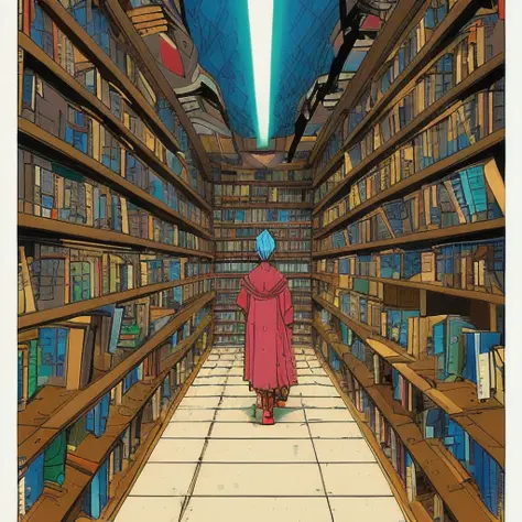 a library ,complexla style, nvinkpunk, marioalberti artstyle,  ghibli style