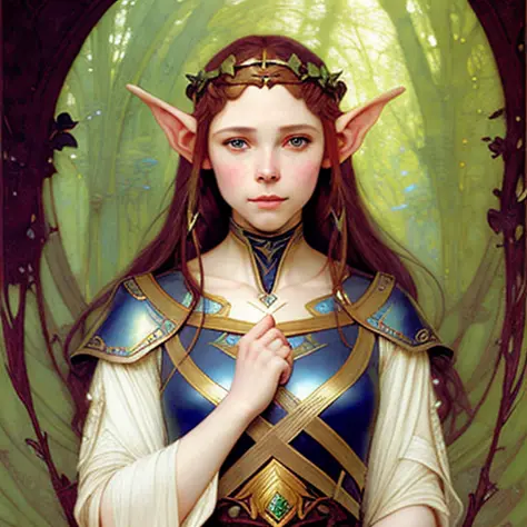 une belle princesse elfe par Edgar Maxence et Ross Tran et Michael Whelan Jules Bastien-Lepage et Brom