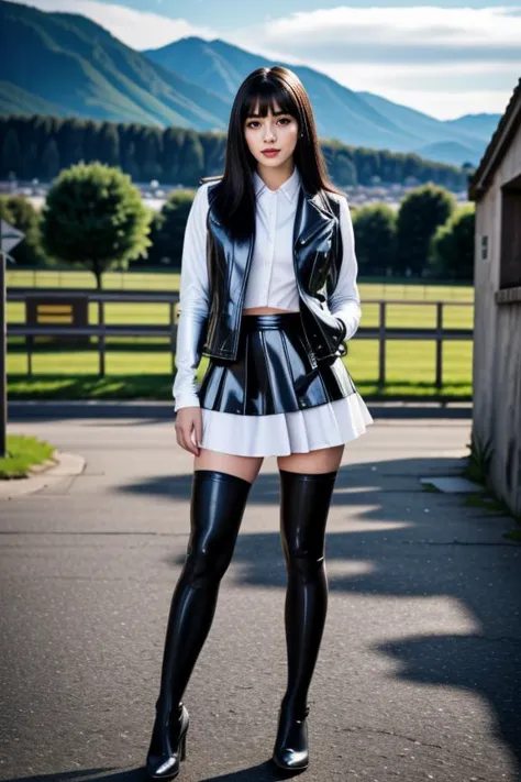 realistic, masterpiece, high detailed skin, looking at viewer, full body shot, scenic view, long hair, black hair
<lora:Latex_Sk...